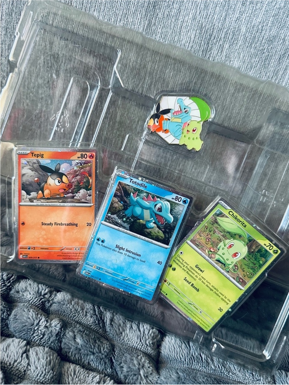 Pokémon Trading Cards - Tepig Totodile Chikorita Trio - Orange/Blue/Green
